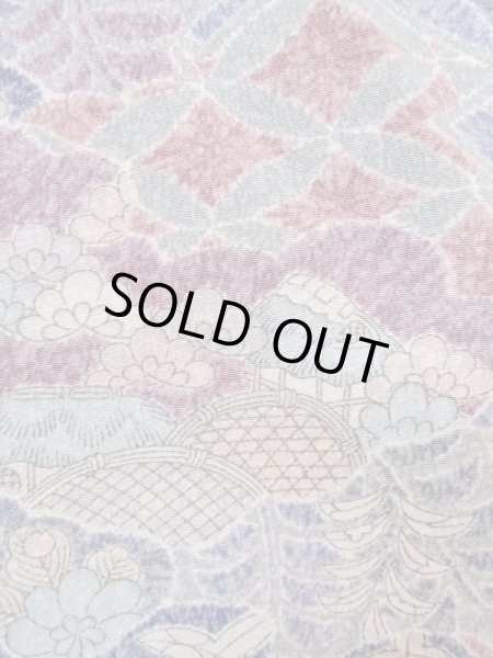 Photo6: Mint M0728Y Used Japanese women Pale Purple KOMON dyed / Silk. Chrysanthemum,   (Grade A) (6)