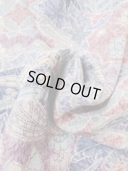 Photo11: Mint M0728Y Used Japanese women Pale Purple KOMON dyed / Silk. Chrysanthemum,   (Grade A) (11)