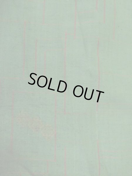 Photo4: Mint M0729C Used Japanese women  Green TSUMUGI pongee / Silk. Flower,   (Grade A) (4)