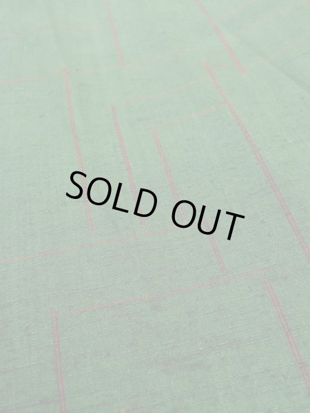 Photo9: Mint M0729C Used Japanese women  Green TSUMUGI pongee / Silk. Flower,   (Grade A) (9)