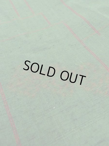 Photo10: Mint M0729C Used Japanese women  Green TSUMUGI pongee / Silk. Flower,   (Grade A) (10)