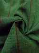 Photo11: Mint M0729C Used Japanese women  Green TSUMUGI pongee / Silk. Flower,   (Grade A) (11)