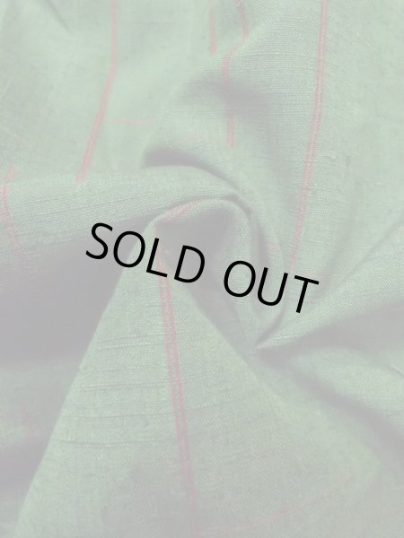 Photo11: Mint M0729C Used Japanese women  Green TSUMUGI pongee / Silk. Flower,   (Grade A) (11)