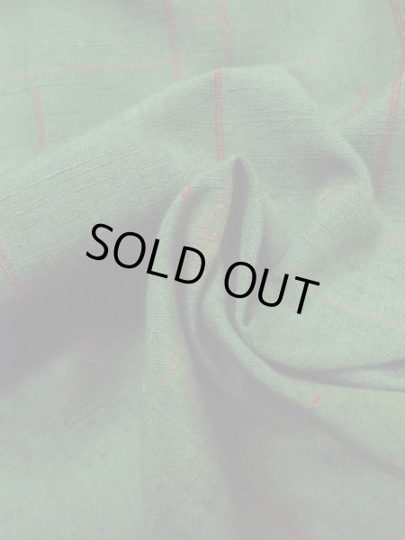 Photo12: Mint M0729C Used Japanese women  Green TSUMUGI pongee / Silk. Flower,   (Grade A) (12)