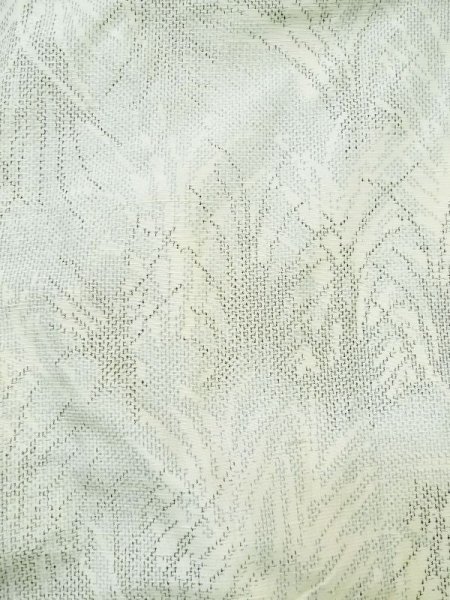 Photo3: M0808A Vintage Japanese women   White HITOE unlined / Silk. Leaf,   (Grade C) (3)