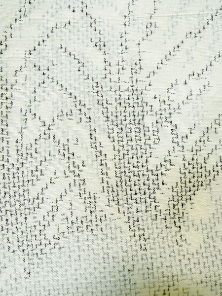 Photo5: M0808A Vintage Japanese women   White HITOE unlined / Silk. Leaf,   (Grade C) (5)