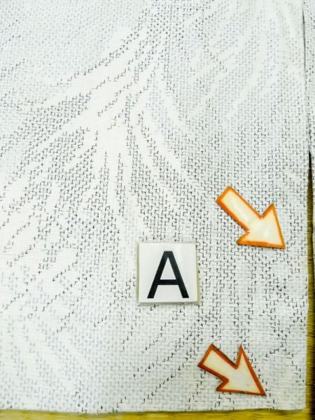 Photo14: M0808A Vintage Japanese women   White HITOE unlined / Silk. Leaf,   (Grade C) (14)