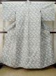 Photo1: M0808G Vintage Japanese women   Gray HITOE unlined / Silk. Flower,   (Grade C) (1)