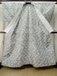 Photo2: M0808G Vintage Japanese women   Gray HITOE unlined / Silk. Flower,   (Grade C) (2)