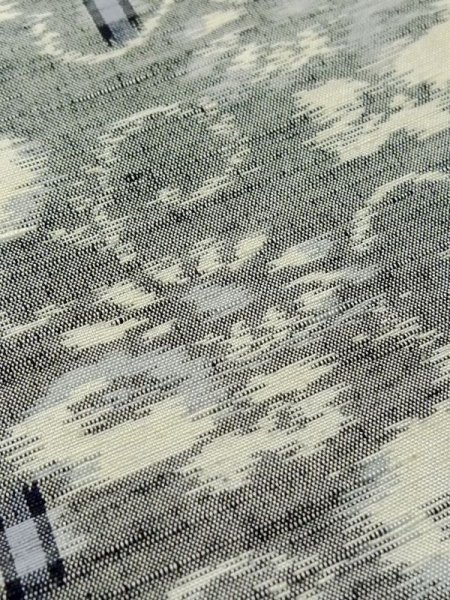 Photo8: M0808G Vintage Japanese women   Gray HITOE unlined / Silk. Flower,   (Grade C) (8)