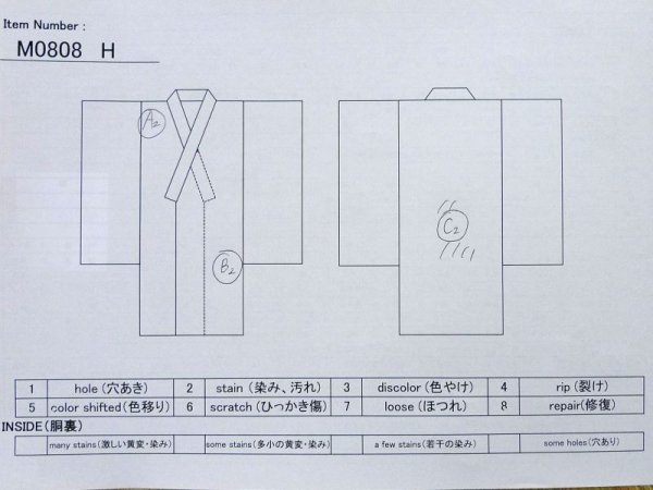 Photo11: M0808H Vintage Japanese women   Ivory HITOE unlined / Silk. Geometrical pattern,   (Grade C) (11)