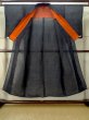 Photo2: M0808I Vintage Japanese women  Dark Navy Blue OHMIJOFU / Linen. Abstract pattern   (Grade D) (2)
