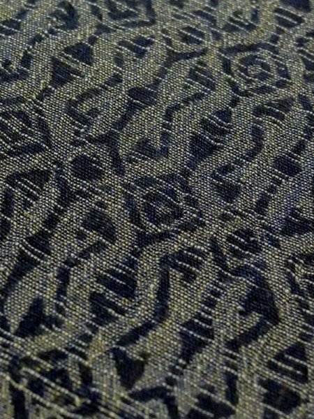 Photo8: M0808J Vintage Japanese women Dark Grayish Taupe HITOE unlined / Linen. Zig Zag,   (Grade C) (8)