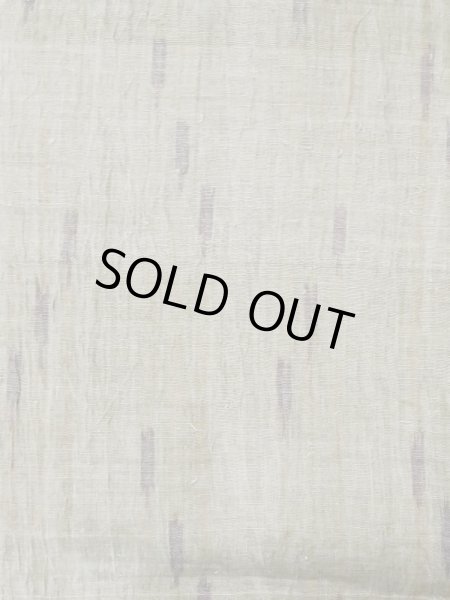 Photo3: M0808L Vintage Japanese women Pale Grayish Olive OJIYACHIJIMI / Linen. Wood grain pattern   (Grade C) (3)