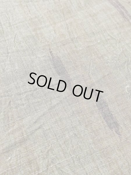 Photo8: M0808L Vintage Japanese women Pale Grayish Olive OJIYACHIJIMI / Linen. Wood grain pattern   (Grade C) (8)