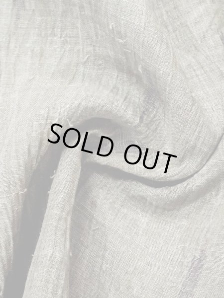 Photo9: M0808L Vintage Japanese women Pale Grayish Olive OJIYACHIJIMI / Linen. Wood grain pattern   (Grade C) (9)