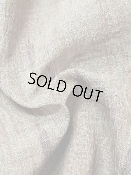 Photo10: M0808L Vintage Japanese women Pale Grayish Olive OJIYACHIJIMI / Linen. Wood grain pattern   (Grade C) (10)