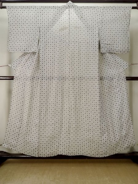 Photo1: M0808O Vintage Japanese women Pale Grayish Gray OJIYACHIJIMI / Linen. Cross,   (Grade D) (1)