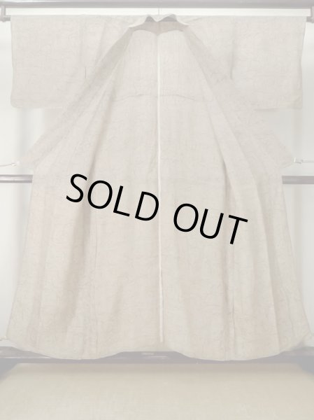 Photo2: M0808P Vintage Japanese women   Beige HITOE unlined / Linen. Line,   (Grade D) (2)