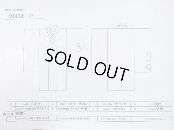 Photo11: M0808P Vintage Japanese women   Beige HITOE unlined / Linen. Line,   (Grade D) (11)