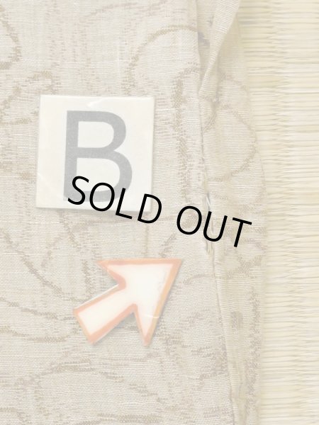 Photo13: M0808P Vintage Japanese women   Beige HITOE unlined / Linen. Line,   (Grade D) (13)