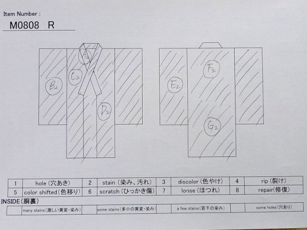 Photo11: M0808R Vintage Japanese   White HITOE unlined / Linen. Dot   (Grade C) (11)