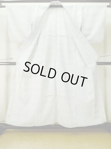 Photo2: M0808S Vintage Japanese women   White HITOE unlined / Linen. Geometrical pattern,   (Grade C) (2)