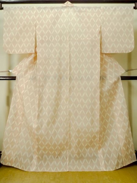 Photo1: M0808U Vintage Japanese women   Off White OJIYACHIJIMI / Linen. Crossed circles,   (Grade C) (1)