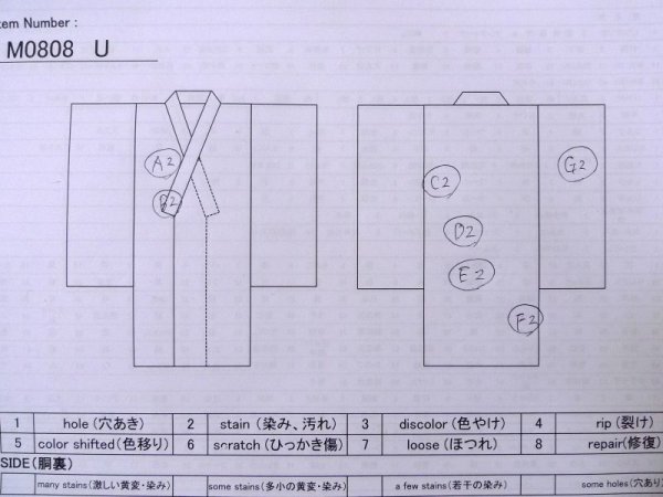 Photo11: M0808U Vintage Japanese women   Off White OJIYACHIJIMI / Linen. Crossed circles,   (Grade C) (11)