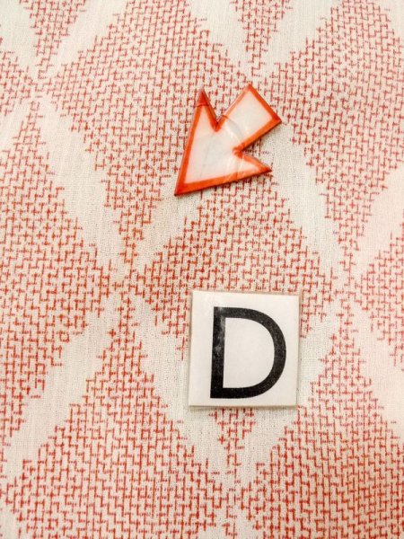 Photo15: M0808U Vintage Japanese women   Off White OJIYACHIJIMI / Linen. Crossed circles,   (Grade C) (15)