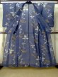 Photo2: M0808W Vintage Japanese women   Navy Blue OJIYACHIJIMI / Linen. Flower, Stains and other damages all over.  (Grade D) (2)