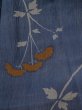Photo3: M0808W Vintage Japanese women   Navy Blue OJIYACHIJIMI / Linen. Flower, Stains and other damages all over.  (Grade D) (3)