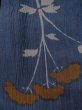 Photo5: M0808W Vintage Japanese women   Navy Blue OJIYACHIJIMI / Linen. Flower, Stains and other damages all over.  (Grade D) (5)