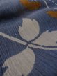 Photo9: M0808W Vintage Japanese women   Navy Blue OJIYACHIJIMI / Linen. Flower, Stains and other damages all over.  (Grade D) (9)