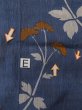 Photo18: M0808W Vintage Japanese women   Navy Blue OJIYACHIJIMI / Linen. Flower, Stains and other damages all over.  (Grade D) (18)