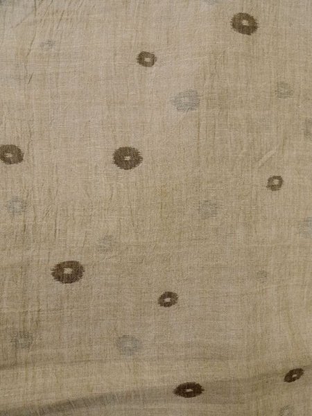 Photo4: M0808X Vintage Japanese women   Brown OJIYACHIJIMI / Linen. Circle,   (Grade C) (4)