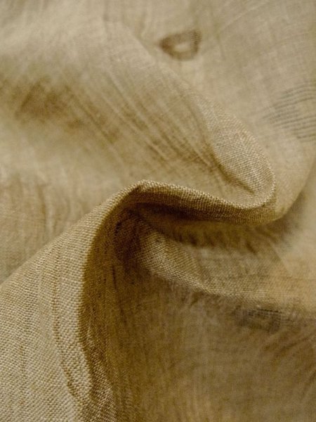 Photo9: M0808X Vintage Japanese women   Brown OJIYACHIJIMI / Linen. Circle,   (Grade C) (9)