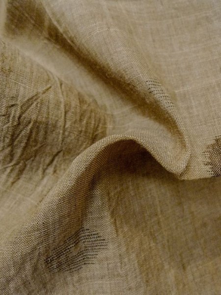 Photo10: M0808X Vintage Japanese women   Brown OJIYACHIJIMI / Linen. Circle,   (Grade C) (10)