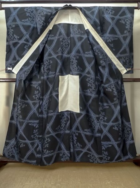 Photo2: M0808Z Vintage Japanese women   Black HITOE unlined / Silk. Ivy,   (Grade C) (2)