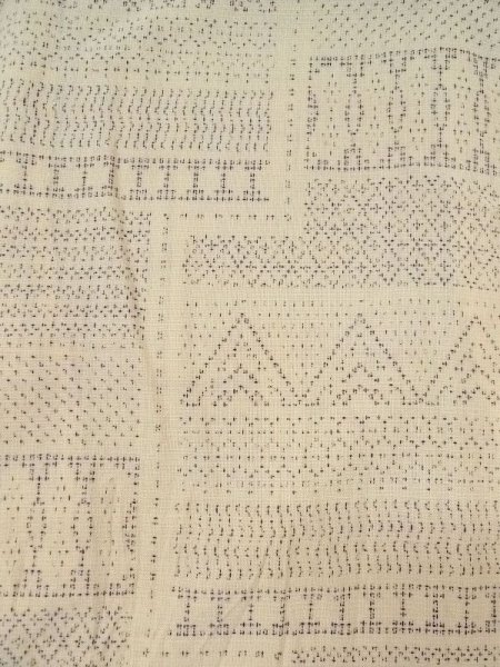 Photo3: M0809A Vintage Japanese women   Beige HITOE unlined / Wool. Lozenges,   (Grade D) (3)