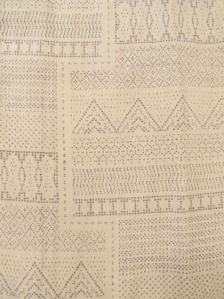 Photo4: M0809A Vintage Japanese women   Beige HITOE unlined / Wool. Lozenges,   (Grade D) (4)