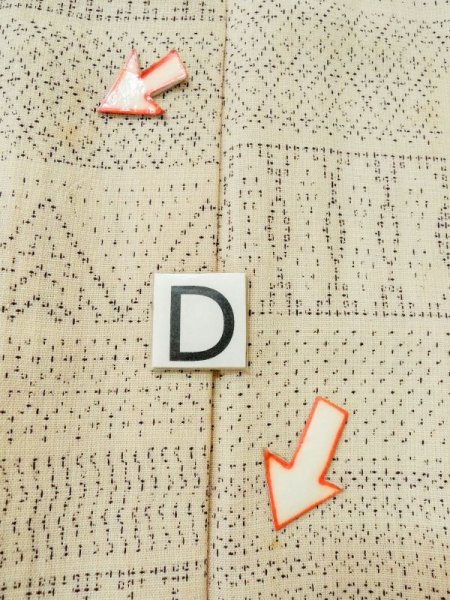 Photo17: M0809A Vintage Japanese women   Beige HITOE unlined / Wool. Lozenges,   (Grade D) (17)