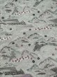 Photo3: M0809C Vintage Japanese women   Gray HITOE unlined / Silk. SAKURA cherry blossom,   (Grade B) (3)