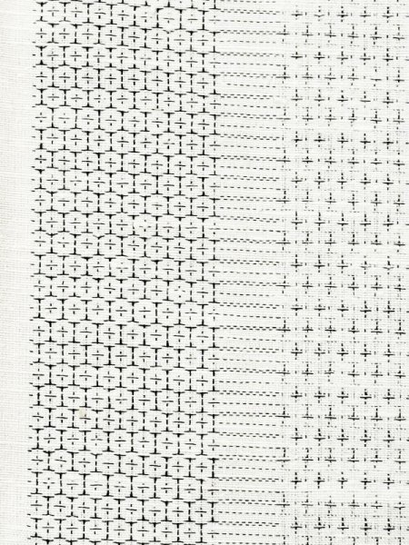 Photo6: M0818A Used Japanese women   White HITOE unlined / Silk. Stripes,   (Grade D) (6)