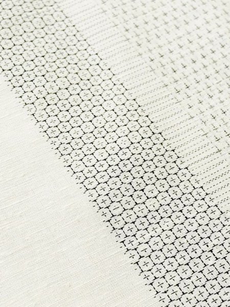 Photo7: M0818A Used Japanese women   White HITOE unlined / Silk. Stripes,   (Grade D) (7)