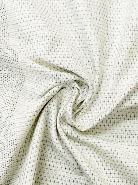 Photo9: M0818A Used Japanese women   White HITOE unlined / Silk. Stripes,   (Grade D) (9)