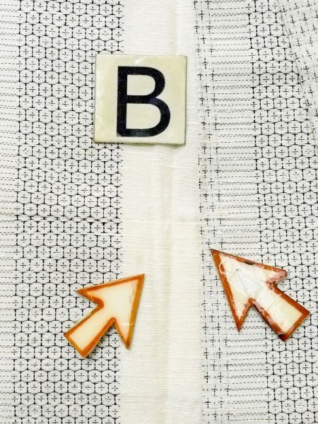 Photo13: M0818A Used Japanese women   White HITOE unlined / Silk. Stripes,   (Grade D) (13)