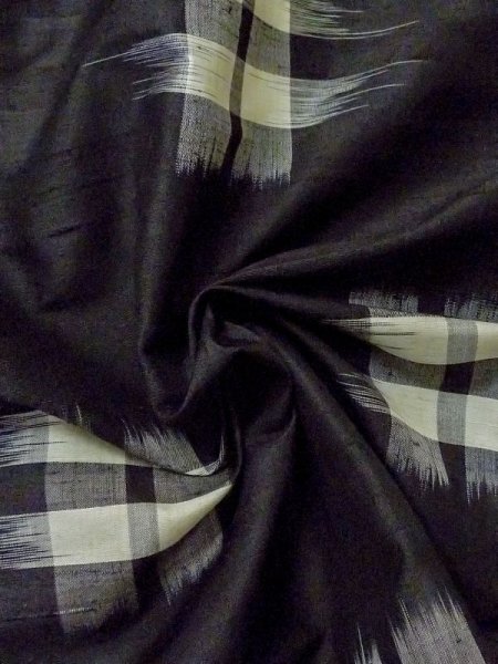 Photo8: M0818B Vintage Japanese women   Black HITOE unlined / Silk. Parallel Cross,   (Grade C) (8)