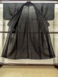 Photo2: M0818C Vintage Japanese women   Black HITOE unlined / Linen. Leaf, Based woven pattern: dragonfly  (Grade C) (2)