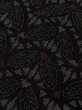 Photo7: M0818C Vintage Japanese women   Black HITOE unlined / Linen. Leaf, Based woven pattern: dragonfly  (Grade C) (7)